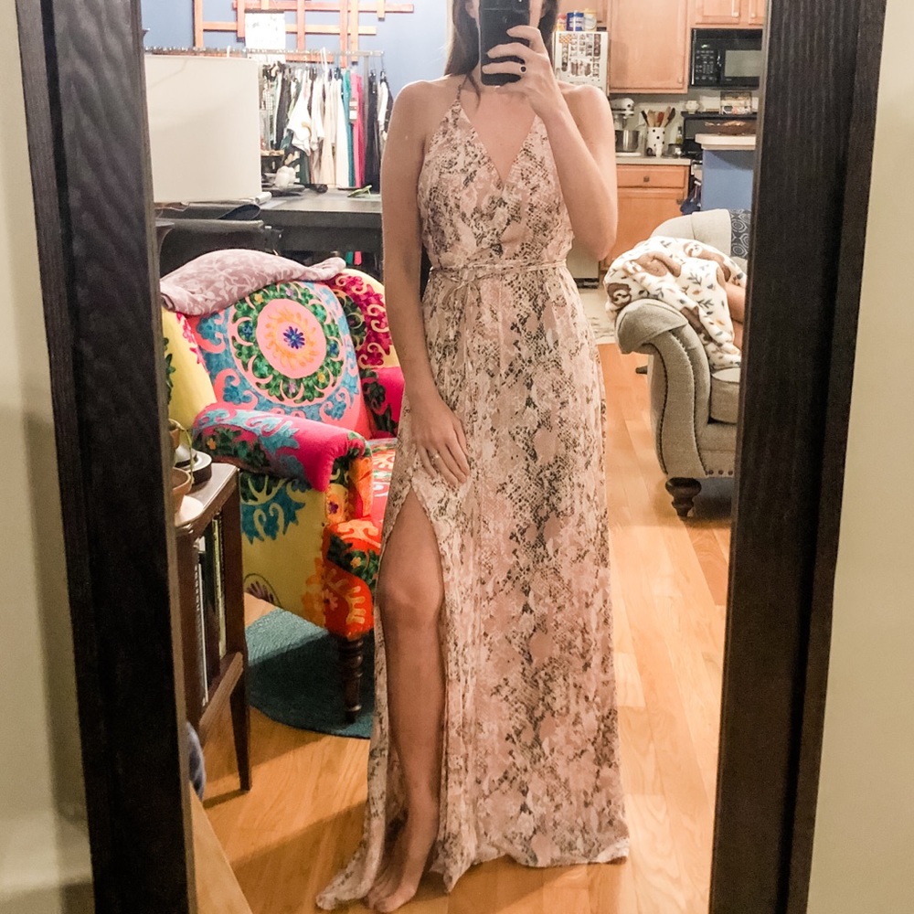 Blush Python Faux Wrap Dress | Small - Picture 16 of 16